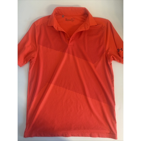 Under Armour Other - Under Armour Polo Shirt Mens M Orange Multicolor Short Sleeve Collared Pullover
